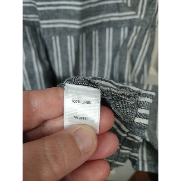 J Jill Dress Womens L Gray Striped Love 100 Linen Midi Coastal Lagenlook Beach - Picture 7 of 8